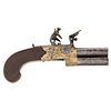 Brass Frame English Tap Action Flintlock Pistol by T. Perrins