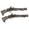 A Good Pair of 18th Century Silver Mounted Mexican Miquelet Blunderbuss Pistols