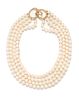CULTURED PEARL AND DIAMOND NECKLACE, 