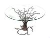 Modern Tree Branch Glass Top Table Wrought Iron
