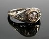 18k Gold Diamond Art Deco Ring