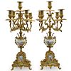 Pair Of Gilded Bronze and Porcelain Candelabras