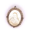 Art Nouveau Platinum Jesus Nacre Pearl Diamonds Pendant