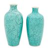 Two Turquoise Glazed Porcelain Bottle VasesHeight of taller 6 1/2 in., 16.5 cm.