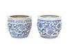 A Pair of Blue and White Porcelain Fish Bowls
Height 15 x diam 18 in., 38.1 x 45.7 cm. 