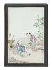 A Famille Rose Porcelain 'Boys' Plaque
Height 7 x width 4 1/2 in., 17.8 x 11.5 cm.