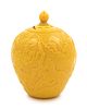 A Yellow Peking Glass Covered Jar
Height 6 in., 12.5 cm.