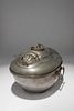 A Pewter Carp-Form Food ContainerWidth 9 1/4 in., 23.5 cm.