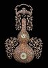 A Jade and Hardstone Embellished Silver Mounted Gourd-Form Wall Vase
Height 20 1/2 in., 52 cm.