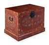 A Qiangjin and Tianqi Lacquer Cloth Chest and Base, Yixiang
Height 24 1/2 x length 34 5/8  x width 23 1/2 in., 62 x 88 x 60 cm.