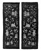 A Pair of Blue Ground Embroidered Silk 'Warriors' PanelsHeight 92 x width 36 1/2 in., 233.7 x 92.7 cm.
