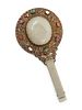 A Jade and Hardstone Embellished Gilt Metal Hand Mirror
Height 9 in., 22.9 cm.