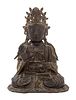 A Bronze Figure of Seated GuanyinHeight 12 1/4 inches, 31 cm.