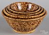 Nest of five Rockingham glaze yellowware bowls