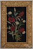 Oil on board of flowers, late 19th c.