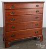 New England Chippendale pine semi-tall chest