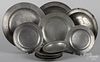English pewter chargers, deep dishes, and plates