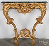 Carved giltwood marble top pier table