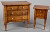 Bench made tiger maple doll dresser and end table