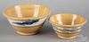 Two yellowware mocha bowls, 19th c.