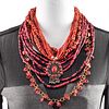 4 RED CORAL TRIBAL LUSTER NECKLACES