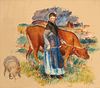 Pierre-Auguste Renoir
(French, 1841-1919)
Etude pour La Bergere, La Vache, La Brebis, c. 1885