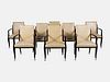 After Emile-Jacques Ruhlmann, Late 20th Century, Set of Eight Dining Chairs, Produced by Interior Crafts, USA