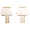 Pair of French J.C. Mahey Lacquer and Brass Table Lamps, 1970s