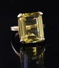 14k gold & emerald cut citrine ring