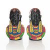 2 MASIA AFRICAN CERAMIC WOMEN BUST WITH BEADED NECKLESS