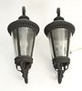 Pair of large outdoor zinc wall lamps