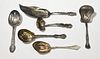 Six sterling serving spoons