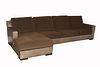 Sectional brown upholstered leather sofa, Kravet 