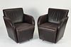 Pr of German brown leather club chairs by Koinor