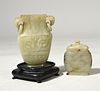 Two carved jade vessels