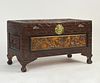 Asian carved wooden chest on claw feet