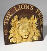 Carved and gilt wooden sign,"The Lions Pride"