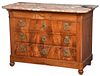 Empire Style Figured Walnut Marble Top Commode