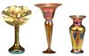 Three Lundberg Studios Iridescent Vases