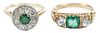 Two 14kt. Emerald and Diamond Rings