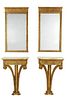 Pair Neoclassical Style Pier Tables and Mirrors
