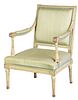Louis XVI Carved and Paint Decorated Fauteuil
