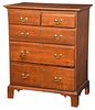 Southern Chippendale Walnut Five Drawer Chest