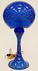 JOSEPH CLEARMAN BLUE ART GLASS LAMP & SHADE