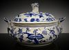 BLUE ONION ROUND COVERED TUREEN SIGNED MEISSEN