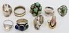 LOT OF 9 VARIOUS STERLING SILVER RINGS