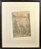 Framed Etching of Horse and Warrior Dated 1505