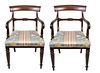 Pr. 19th C English Silk Upholstered Regency Chairs