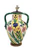 Italian Terracotta Glazed Large Vase Mounted Lamp