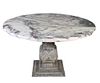 Carved Pedestal Marble Top Cocktail Table